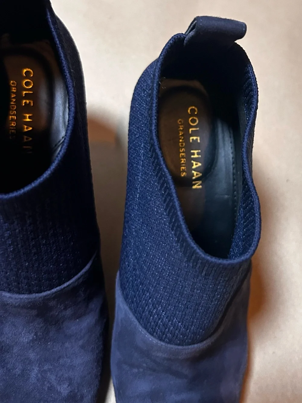 Cole Haan Navy Blue Womens Bootie Sz 5B Pull On Suede Ankle Boots